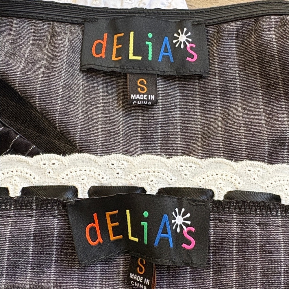 NWOT Delias by Dolls Kill Mob Wife Black & White Striped Tank Top & Skirt Set - Picture 4 of 5